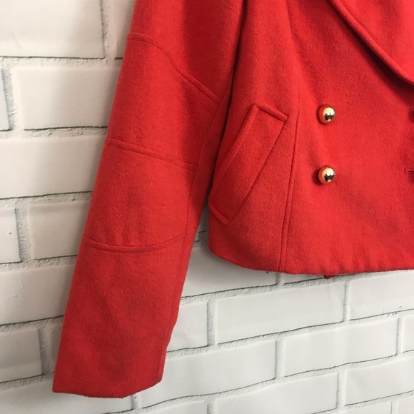The Limited Wool Pea Coat Orange Coral Jacket XS - Picture 5 of 8